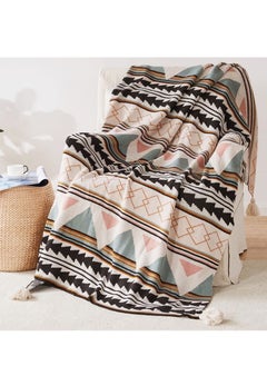 اشتري Bohemian Knitted Blanket, Multipurpose Home Sofa Blanket Nap Blanket Outdoor Camping Blanket في السعودية