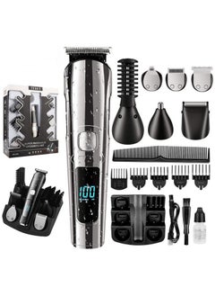 Buy Electric Hair Clipper Cordless Professional 11 in 1 Hair Trimmer Multifunctional Men's Grooming Kit for Beard Face Nose and Ears Hair IPX6 Waterproof USB Charging, LED Display in Saudi Arabia