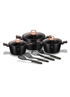 Buy Aluminium 10 Pieces Cookware Set, Black Rose Collection, Black, Hungary in UAE