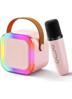 اشتري K12 Mini Portable Karaoke Bluetooth Speaker Dual Microphone Audio Integrated Microphone Home Karaoke Wireless Bluetooth Speaker for Kids and Adult في الامارات