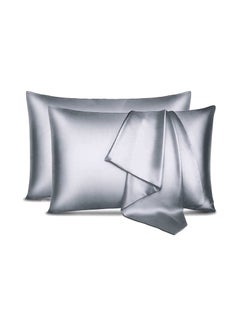 اشتري 2 PCS Satin Silk Pillowcases Soft Breathable and Smooth Pillow Cases for Skin Care and Hair Pillow Covers with Zip Lock Ice Silk Soft Same like Mulberry Silk Double-Sided في الامارات