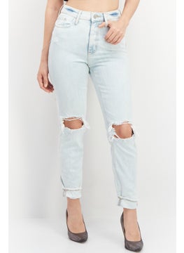 اشتري Women Long Fit Washed Denim Jean, Blue في الامارات