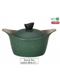 Buy Green granite pot with lid 28 cm 6.15 liters in Saudi Arabia
