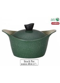 Buy Green granite pot with lid 28 cm 6.15 liters in Saudi Arabia