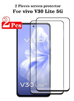 اشتري 2 Pieces Full Cover Glass Screen Protector For vivo V30 Lite 5G Black/Clear and Screen Protector Accessories في السعودية