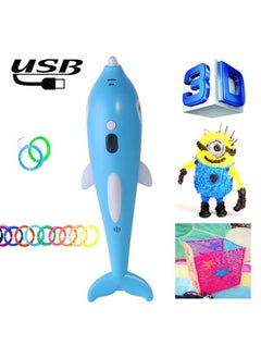 Buy Children 3D Printing Pen Low Temperature Intelligent Screen Display Voice Drawing Pen, Style:, Color: 13 Colors (Blue) in Saudi Arabia