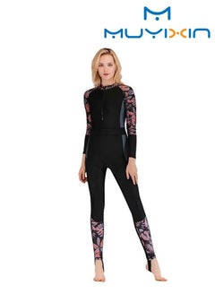 Buy Womens One Piece Swimwear Long Sleeve Contrast Panel Zip Swimsuit Full Body for Swimwear in Saudi Arabia