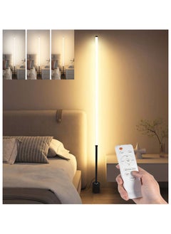 Buy 140cm simple LED eye protection lamp floor lamp living room bedroom vertical bedside lamp corner lamp 3 color dimmable remote control atmosphere lamp in UAE