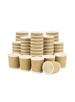 اشتري 4 Ounce Brown Disposable Ripple Insulated Coffee Cups Hot Beverage Corrugated Paper Cups 50 Cups في الامارات
