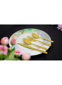 Buy Steelo 24-Piece Hammered Cutlery Set Gold -Serve 6 in UAE