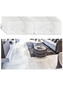 Buy 24pcs Marble Tile Stickers,Wall Sticker Self-adhesive,3D Wall Panel,15.7"x31.5"Peel and Stick Floor Tile for Home Living Room Kitchen Bathroom Decor White in UAE