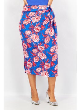 اشتري Women Floral Print Midi Skirt, Blue Combo في الامارات