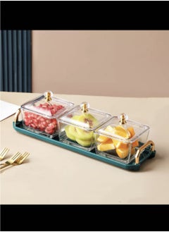 Buy 3-Piece Independent Fruit Platter Serving Dishes Relish Tray  Candy Box Dry Fruit Storage and Snacks Green in UAE