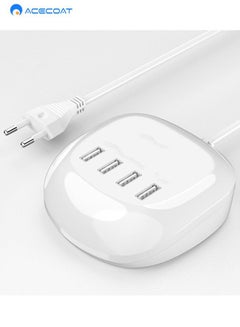 Buy Household Multi-Port Socket With 4 USB 5V 2.4A Fast Charge White Charger Multifunctional Universal Mobile Phone Charging Station EU Multi-Outlets With Triple Protection in Saudi Arabia