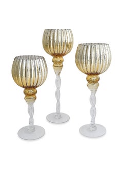 اشتري Fest Candle Holder, Gold - Set of 3, 30x40 cm في الامارات