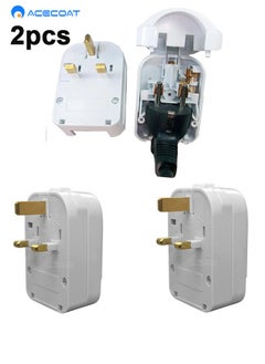 Buy 2 Pack EU Plug to UK Socket Adaptor, EU to UK Plug Adaptor with 13A Fuse, Type F EU Plug to Type G UK Socket, 2 Pin EU Plug to 3 Pin UK Adapter Socket for Home, Travel, Hotel, Business Trip, White in Saudi Arabia