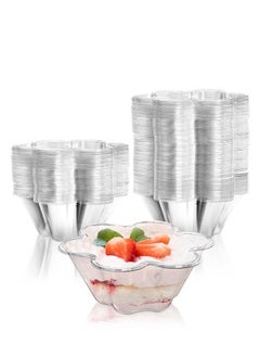 Buy Plastic Ice Cream Bowls 100 Pack Disposable Dessert Serving Bowl for Sundae Chocolate Desserts Appetizers Dessert Shot Glasses in Saudi Arabia