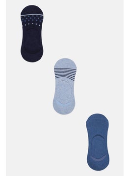 Buy Men 3 Pair Knitted Invisible Socks, Grey/Navy Combo in UAE