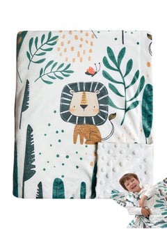 Buy Baby Blanket with Soft Plush Minky and Dotted Backing, Double Layer Receiving Blanket for Stroller Crib Newborn Toddler Bed Blanket 110x75cm (Jungle Lion) in Saudi Arabia