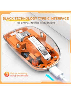 Buy Bluetooth Mouse, LED Slim Rechargeable Wireless Silent Mouse with a Power Display, Disassembly Magnetic Transparent Surface Cover Quiet Mouse for PC, Laptop, Mac, Desktop,Orange in Saudi Arabia