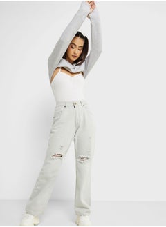 Buy High Waist Distressed Jeans in Saudi Arabia