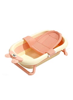 Buy Baby Folding Bathtub,Portable Toddler Bathtub with Baby Bath Mat and Temperature Sensor for 0-8 Years(Pink,50*92*24cm) in Saudi Arabia