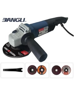 Buy Super power Angle grinder 115mm, 1250W power, grinding machine power tool, electric metal grinder 12000 RPM, with side handle and side stop button, with 2 grinding discs, 2 flip discs in Saudi Arabia