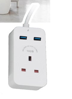 اشتري 1-Port UK Power Strip Extension Cord with Fast Charging USB and Type-C Ports 1.8m White في الامارات