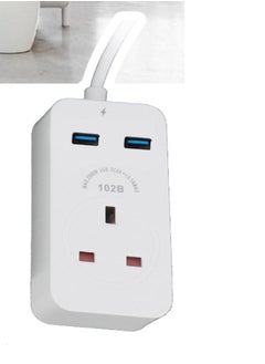 Buy 1-Port UK Power Strip Extension Cord with Fast Charging USB and Type-C Ports 1.8m White in UAE