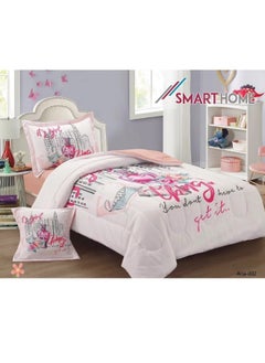 Buy Children's Bedding And Quilt Set With Medium Filling, Consisting Of 4 Pieces, Reversible Elastic Sheet, Size 170x230 Cm, For Boys And Girls in Saudi Arabia