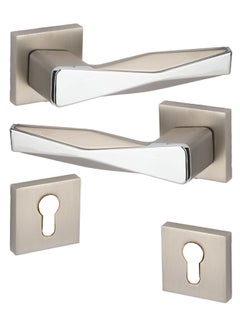 Buy Heavy Door Handles Pair Silver in Saudi Arabia