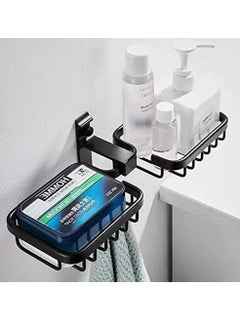 1PC Black Adhesive Soap Dish Holder, Easy Clean Drain Bar Soap Holder,  Space Saving Wall Mounted Soap Rack for Shower, Bathroom, Kitchen Sink