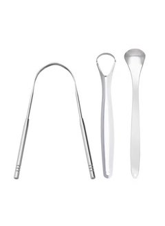 Buy ORiTi 3 Piece Stainless Steel Oral Tongue Cleaner Silver 15 x 3 x 4.9cm in UAE