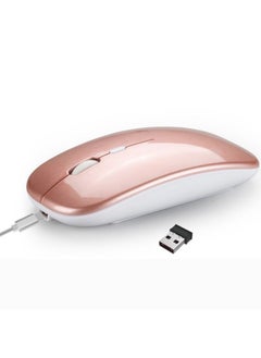 اشتري HXSJ M90 2.4GHz Ultrathin Mute Rechargeable Dual Mode Wireless Bluetooth Notebook PC Mouse (Rose Gold) في السعودية