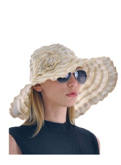 اشتري Women Folding Vintage Outdoor Sun Hats for Beach Garden Travelling UV Protection في السعودية