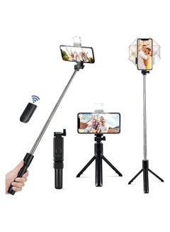 اشتري Bluetooth Selfie Tripod, Wireless Selfie Stick Tripod with Remote Control and Fill Light, 360° Rotation Extendable Selfie Stick for Android iOS and Other Smart Phones في الامارات