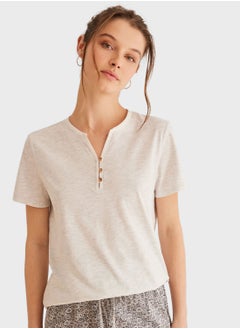 اشتري Button Detail T-Shirt في الامارات