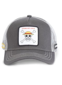 Buy One Piece Straw Hat Unisex Adult Trucker Cap Grey in UAE