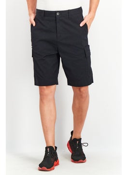 Buy Men Evan Fit Solid Cargo Short, Black in UAE