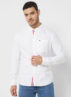 Buy Men White Relaxed Button-Down Collar Pure Cotton Casual Sustainable Shirt in UAE