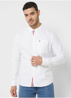 Buy Men White Relaxed Button-Down Collar Pure Cotton Casual Sustainable Shirt in UAE