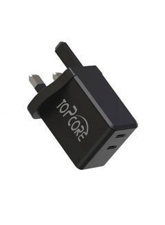 Buy 36W Type C Dual Port Wall Charger Travel Power Adapter - UK Plug Black in UAE