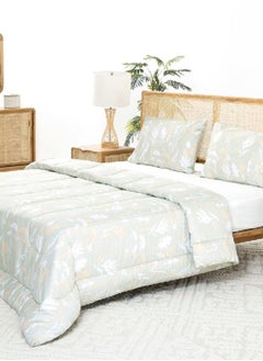 Buy Hawaiian 3-Piece Comforter Set, Grey, Beige & White - 300TC, 240x260 cm in UAE