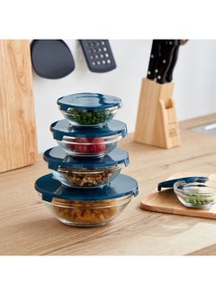 Buy Prime 5-Piece Glass Bowl Set with Lid 800 ml in UAE