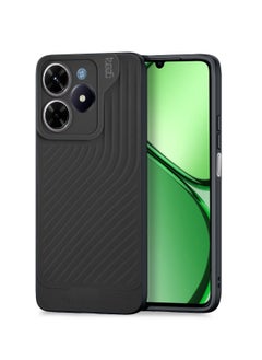 Buy Soft Liquid Silicone With Wavey Texture Case Cover For Realme C61 / Realme C63 4G 2024 Gear4 Black in UAE