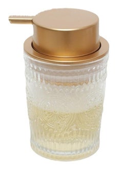 Buy 13oz Soap Dispenser Glass,Glass Kitchen Soap Dispenser set with Pump for Bathroom Shower Kitchen(Gold) in Saudi Arabia