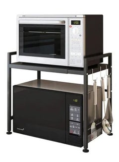 Buy 2-Tier Kitchen Counter Microwave Shelf Black in UAE