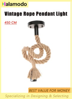 Buy Rope Hanging Ceiling Light, Vintage Rope Pendant Lights,  Art Deco Single Head Light, Industrial Retro Country Style Lamp, for Living Room Dining Room Restaurant Cafe, 450CM in Saudi Arabia