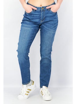 اشتري Women Slim Fit Washed Mid Rise Jeans, Blue في الامارات