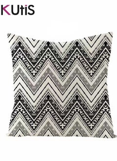 Buy 1-Piece Geometric Pattern Cushion Cover White/Black 45x45 Centimeter in UAE